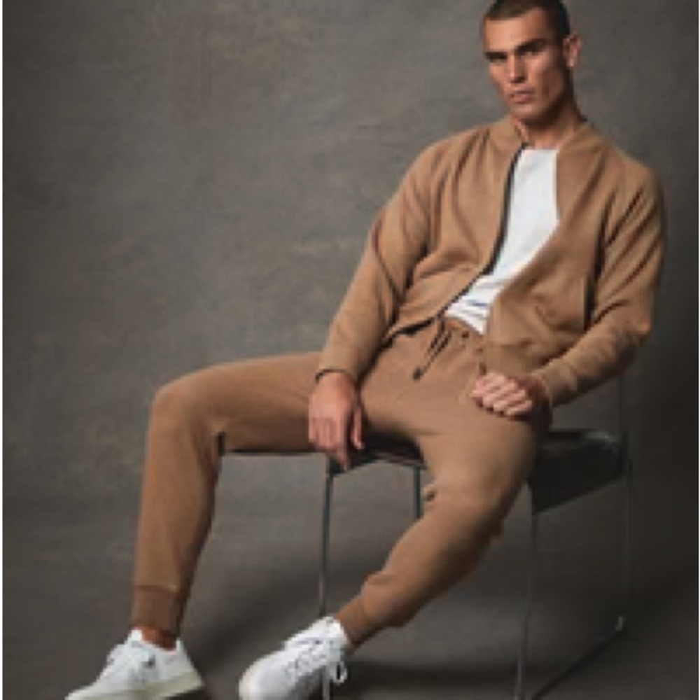 Mens Todd Snyder Camel Cardigan Sweater Medium Tan Zippered bomber track jacket